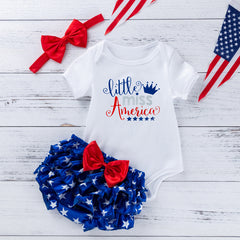 American Independence Day Baby Clothes Cartoon Letter Short Sleeve Romper