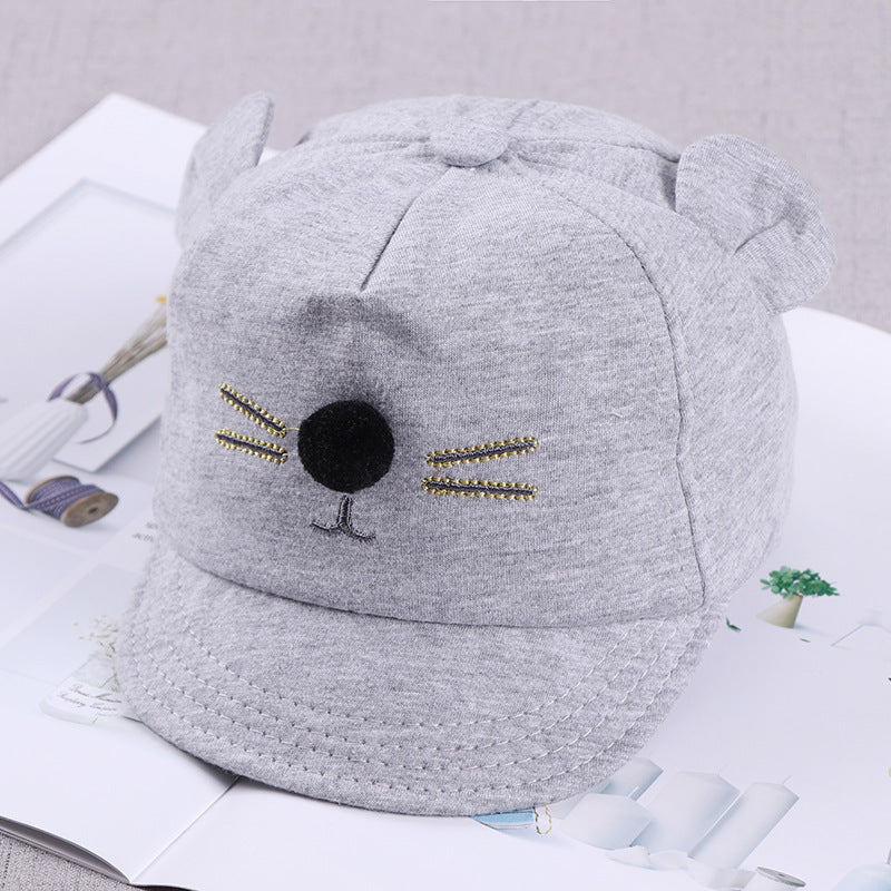 Cat Children Hat Hairball Baby Double Sided Woolen Cloth Sun Hat