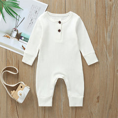 New Baby Jumpsuit Sunken Stripe Trousers Romper Western Style