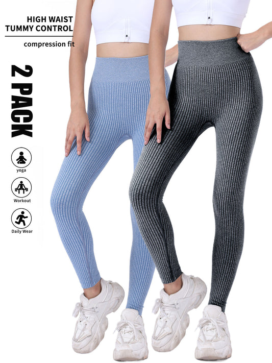 2 Pack Butt Lifting Leggings For Women Booty High Waisted Workout Yoga Pants Scrunch Butt Gym Seamless Booty Tights