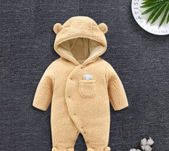 Baby clothes lamb winter cotton padded clothes baby newborn baby skin thickening climb Siamese clothes cotton