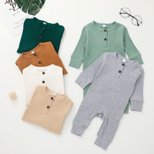 New Baby Jumpsuit Sunken Stripe Trousers Romper Western Style